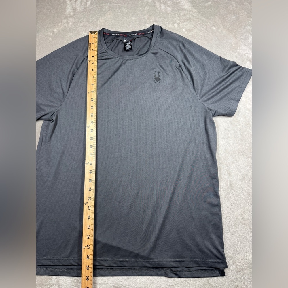 Spyder Men’s Dark Charcoal Grey Athletic Active Crewneck Short Sleeves Tee XL - Picture 6 of 14